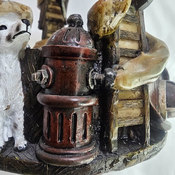 Firehouse Dalmatian Dog Fireman Firefighter Ladder Hose Basket W/ Handle Resin H - Picture 13 of 15